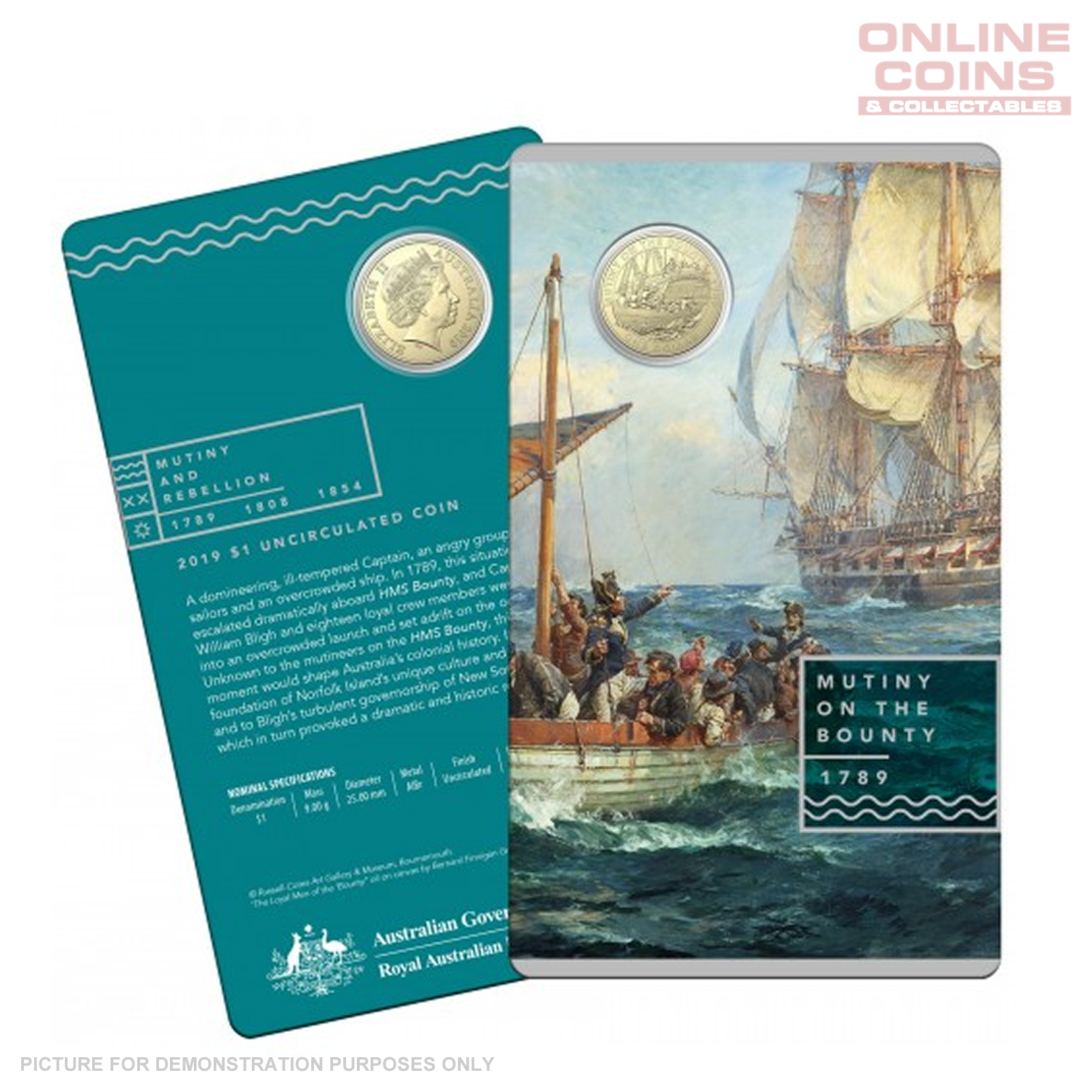 2019 $1 AlBr Uncirculated Carded Coin - Mutiny and Rebellion: Mutiny On The Bounty